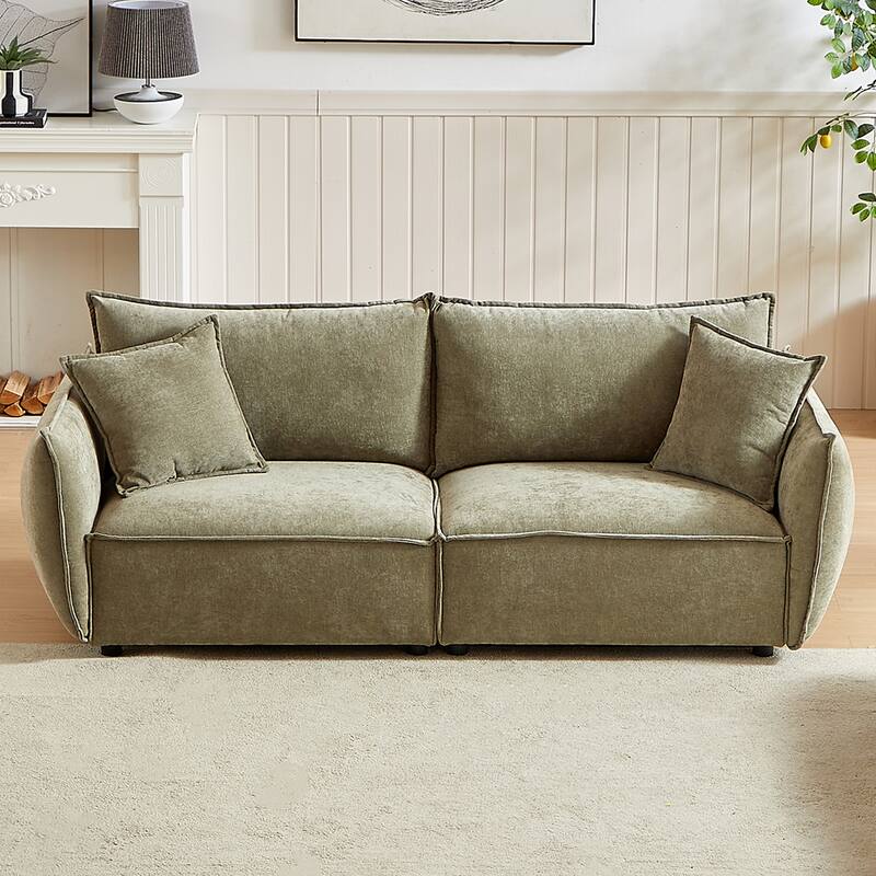 Convertible Chenille Sleeper Sofa Couch with Pillows, Modern Design for Living Rooms