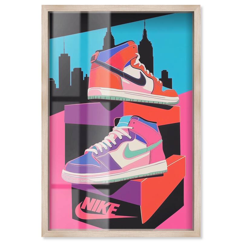 City Pop Sneakers Shadowbox by Art Remedy - Natural - 24" x 36"