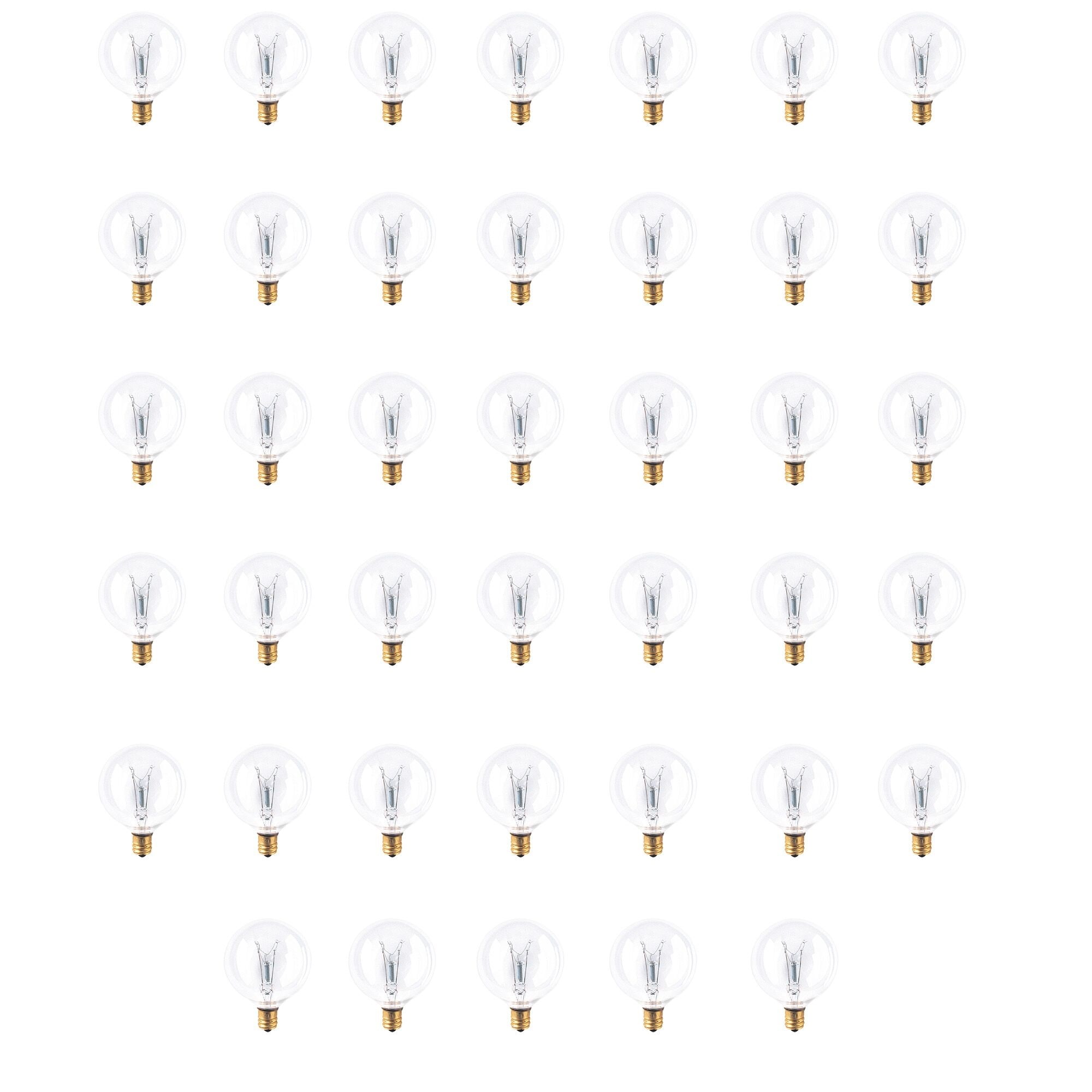 Bulbrite Pack of (40) 40 Watt Dimmable Clear G16.5 Incandescent Light Bulbs with Candelabra (E12) Base, 2700K Warm White Light