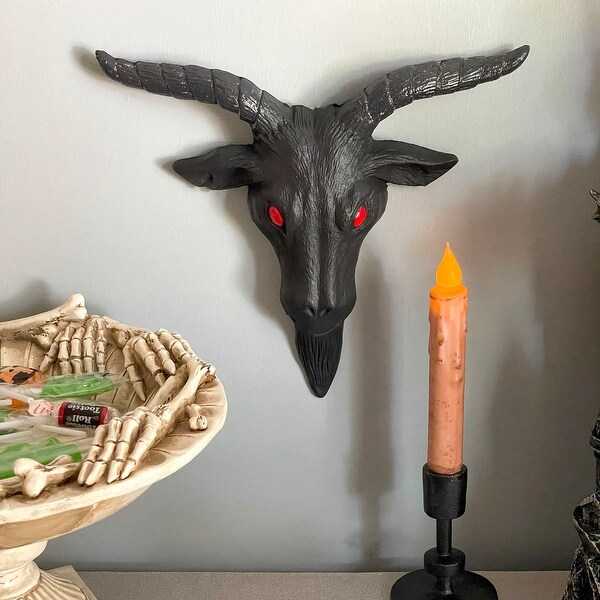 Zeckos Black Cast Iron Baphomet Goat Head Wall Mounted Resin
