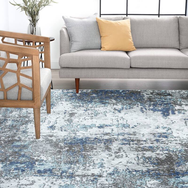 Jayde Modern & Contemporary Abstract Indoor Area Rug - 5'3'' x 7'3'' - Blue/Blue
