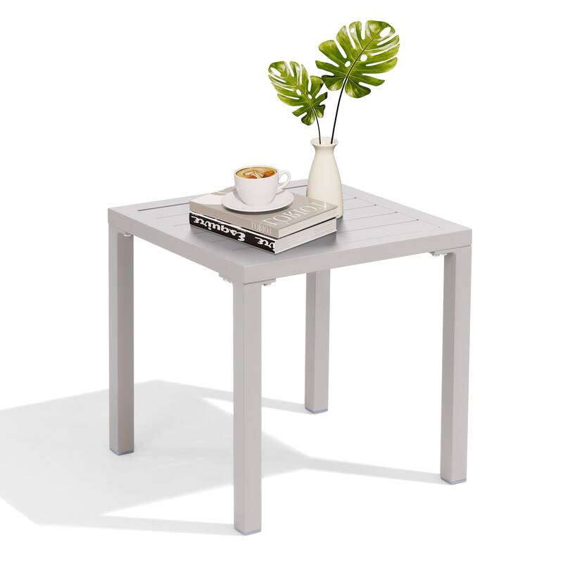 Outdoor Aluminum End Table Square Patio Side Table - 15.7" L x 15.7" W x 15.9" H