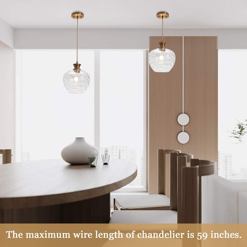 1-Light Modern Hammered clear Glass Pendant Light for Kitchen Island - N/A