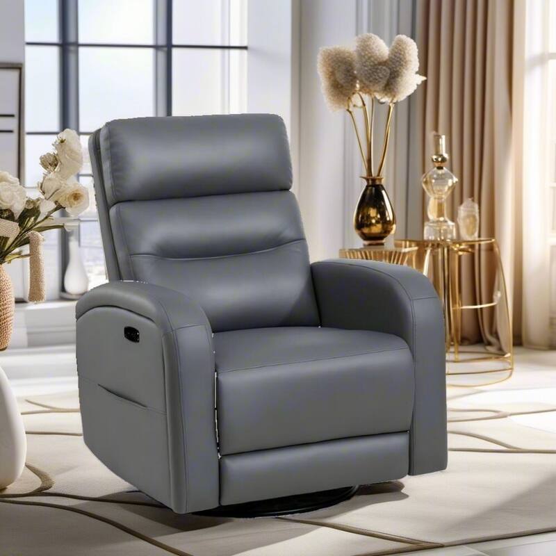 Aemeios Power Swivel Rocker Recliner with USB and Type C Port - Grey - PU