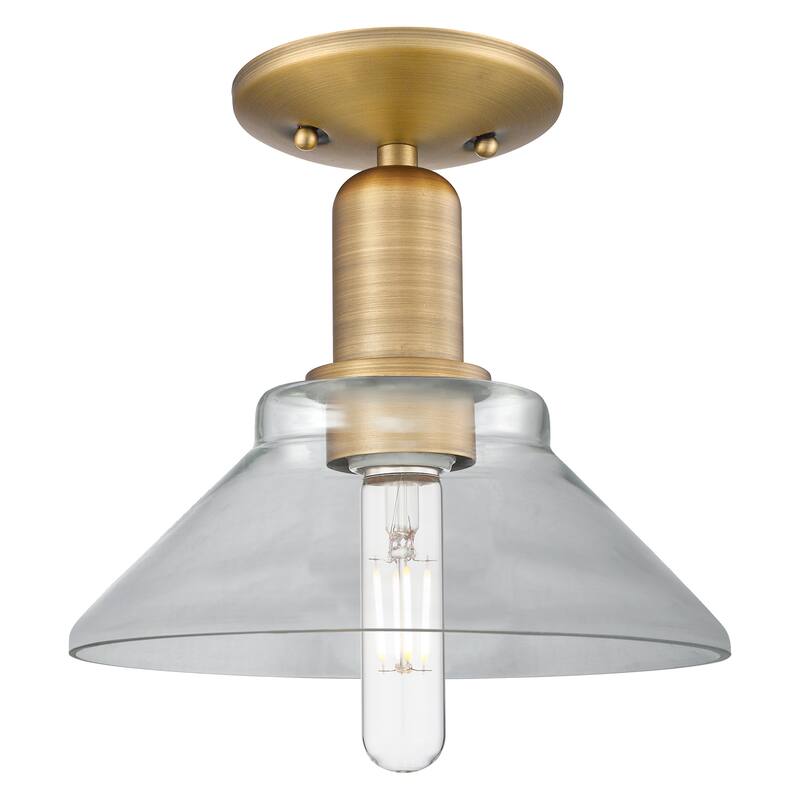 Innovations Lighting Endless Possibilities Arcadia - Orwell - 1 Light 8" Semi-Flush Mount - Clear/Brushed Brass