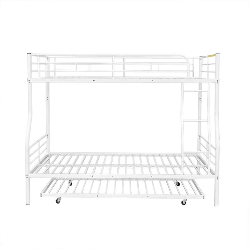 Full XL Over Queen Metal Bunk Bed with Trundle