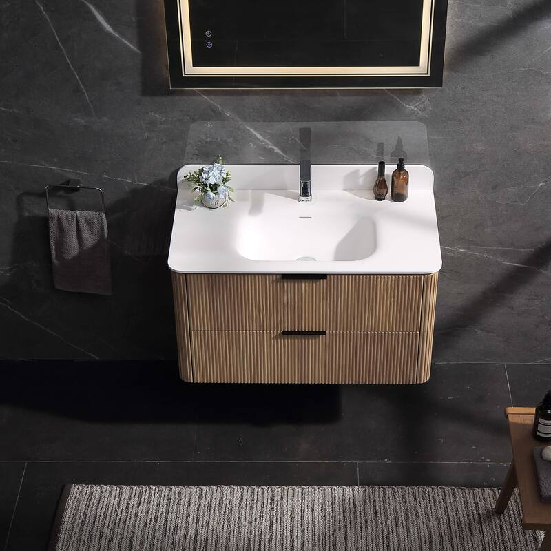 Modland 36" Wall-Mounted Bathroom Vanity with Acrylic Top Integrated Sink & Overflow