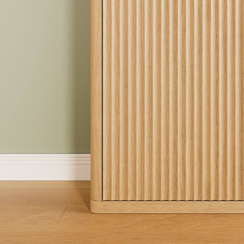 Modern 72"H Fluted Wood Kitchen Pantry Cabinet with 6 Shelves for Versatile Storage Solutions