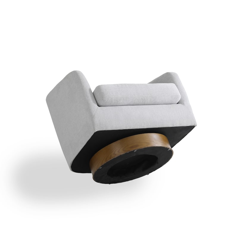 Faux Leather Wide Seat Swivel Barrel Chair