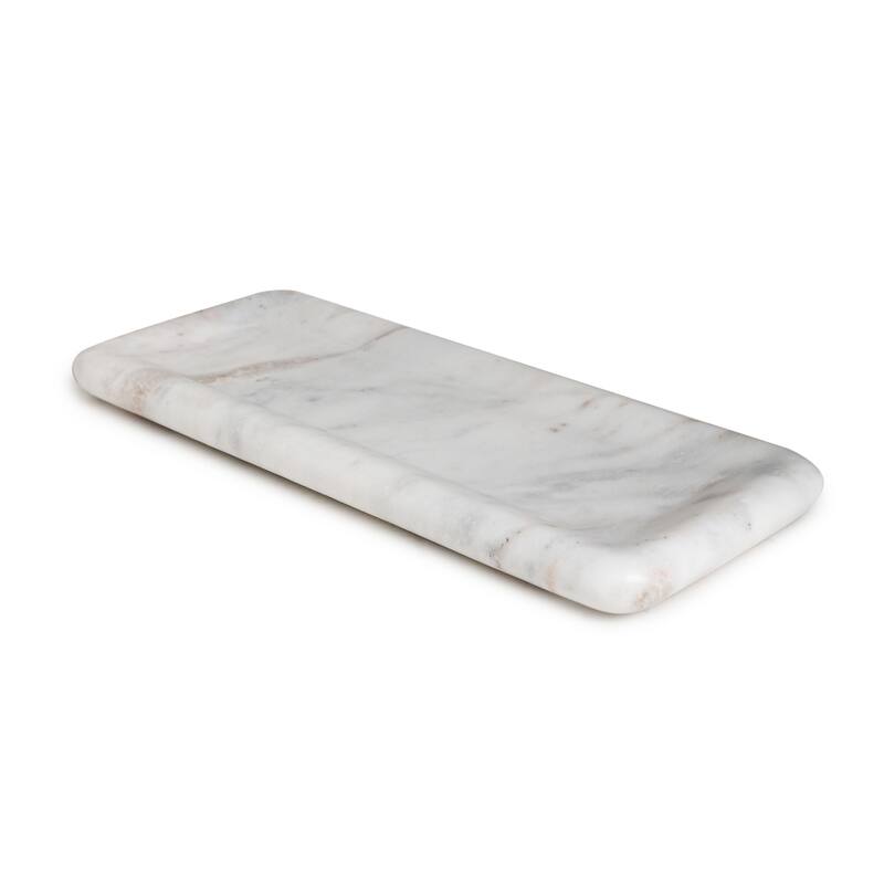 White Marble Organic Shaped Rectangular Bowl