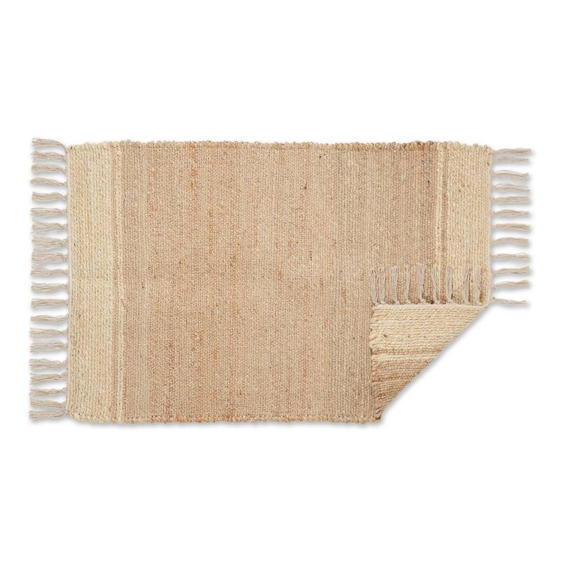 DII Black With Natural Jute Chevron Hand-Loomed Rug - 2' x 3' Oval