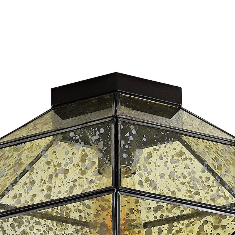 Bee 12.5" 1-Light Vintage Farmhouse Iron/Glass LED Flush Mount, Oil Rubbed Bronze by JONATHAN Y - 1 Light