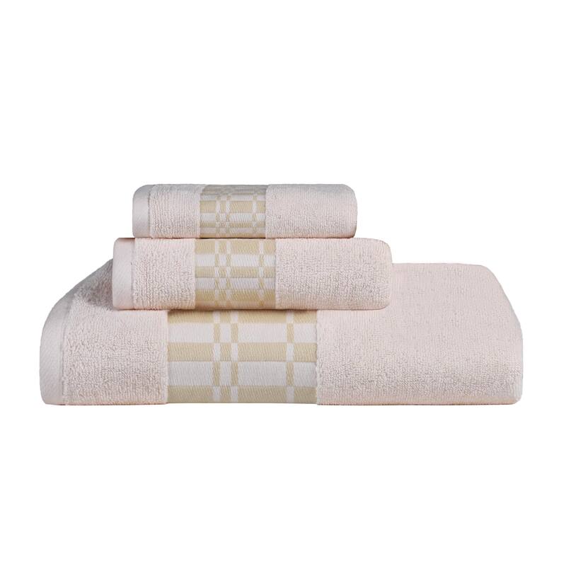 Superior Larissa Cotton Embroidered Geometric Border 3-Piece Towel Set