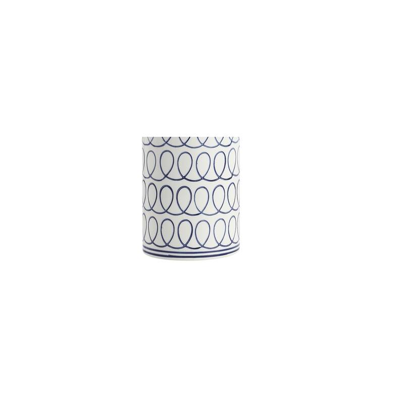 Sulka 28.75" Ceramic Modern Column LED Table Lamp, Blue/White by JONATHAN Y
