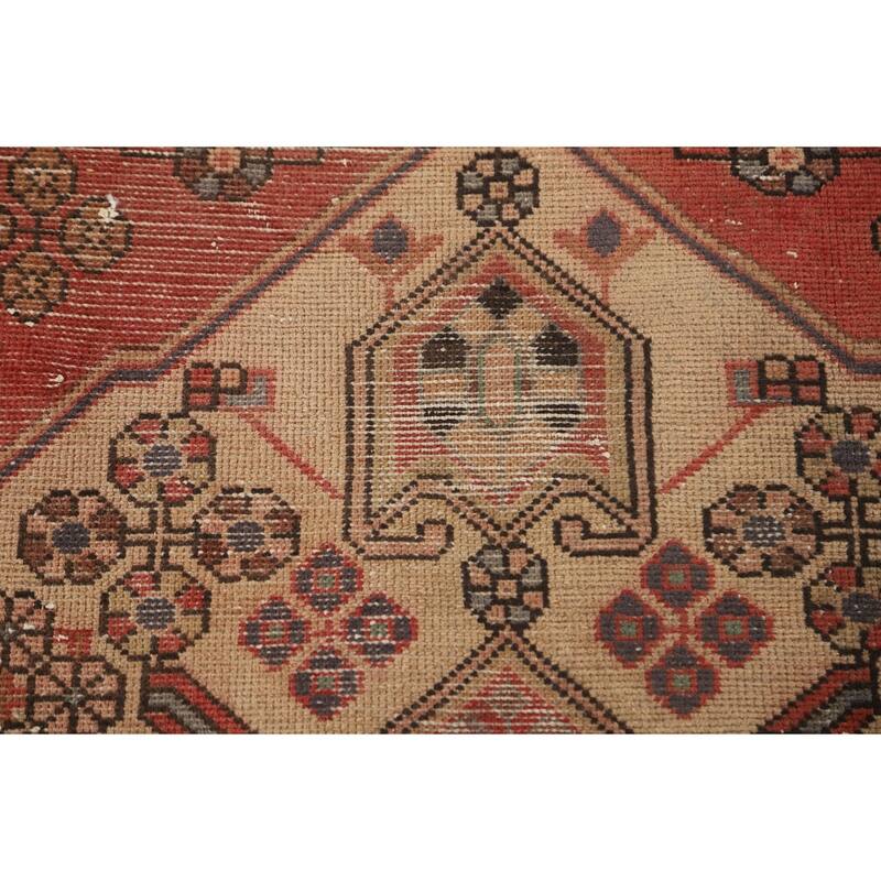 Distressed Tabriz Persian Vintage Rug Handmade Beige Wool Carpet - 3'4" x 5'0"