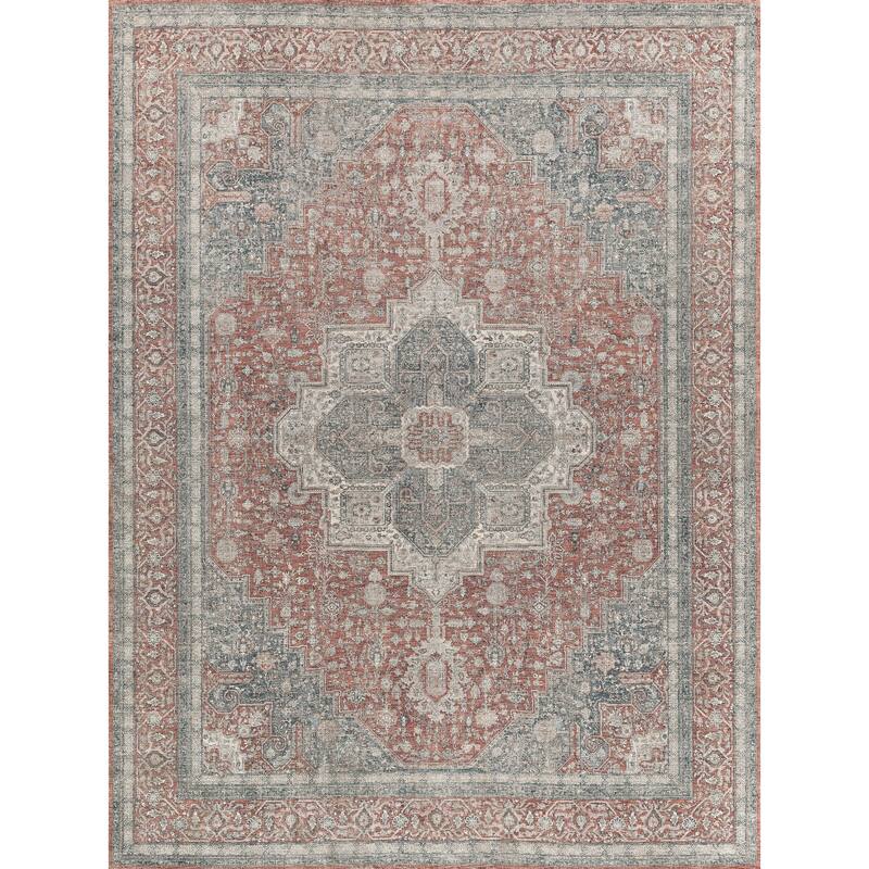 EXQUISITE RUGS Heritage Power-loomed Polyester/Acrylic Rust/Beige Area Rug.