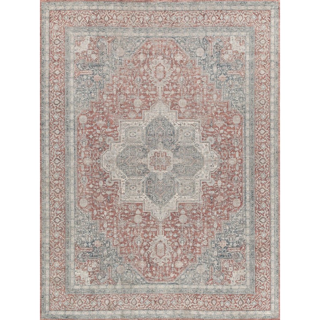 EXQUISITE RUGS Heritage Power-loomed Polyester/Acrylic Rust/Beige Area Rug.