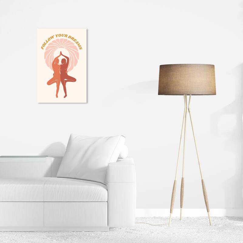 Wynwood Studio Canvas Typography and Quotes Follow your Dreams Poster Pink and Modern & Contemporary Wall Art Canvas Print - 16 x 24