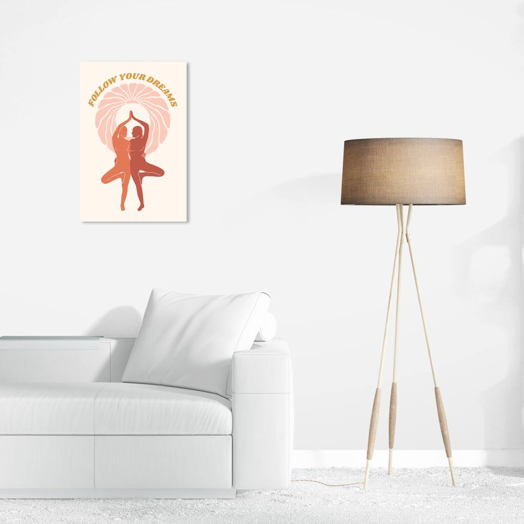 Wynwood Studio Canvas Typography and Quotes Follow your Dreams Poster Pink and Modern & Contemporary Wall Art Canvas Print