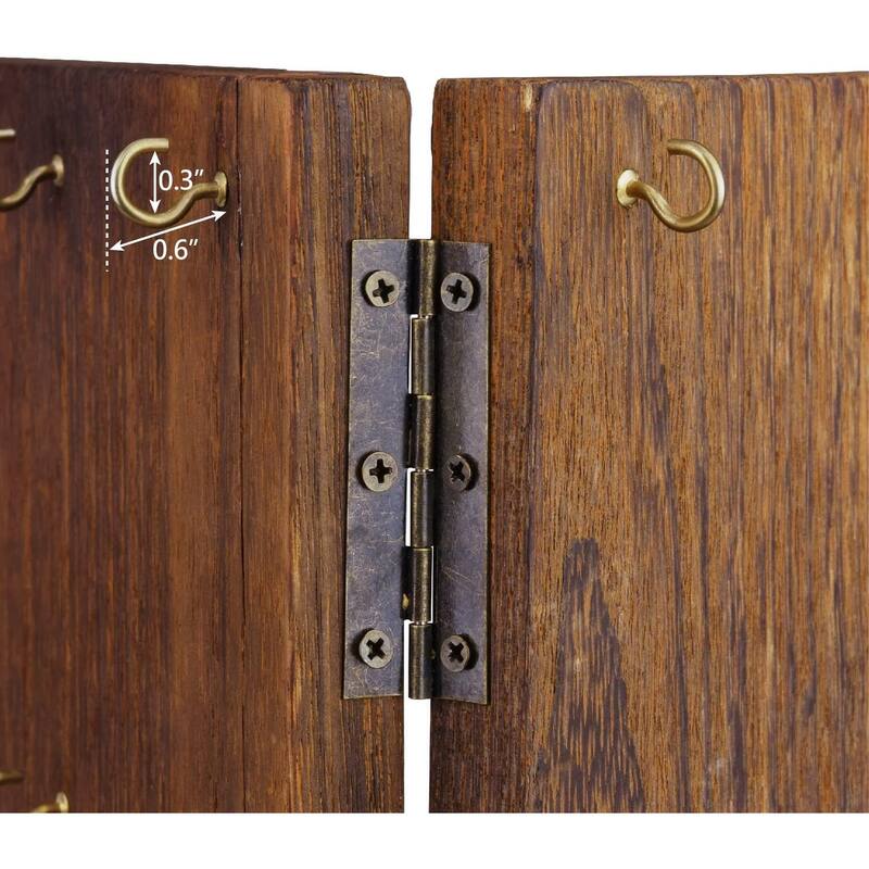 Wooden Foldable Panel Jewelry Display Stand with 32 Hooks - S