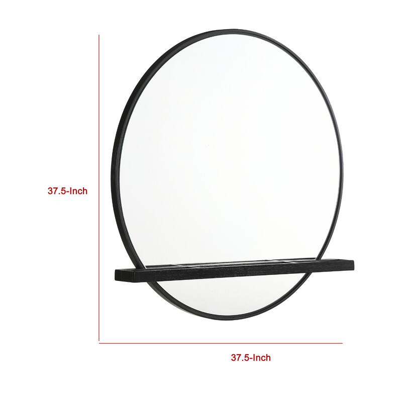 Fij Oval Dresser Mirror, Black Wood Frame, Felt-lined Tray, 38 Inch