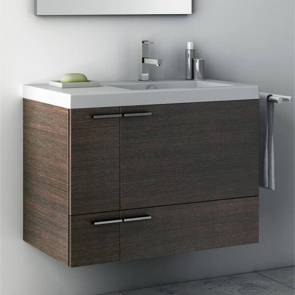 Nameeks Ans21 Acf 31 3 10 Wall Mounted Floating Vanity Set With Wood Cabinet Ceramic Top With 1 Sink And 1 Mirror Wenge Overstock 16959212