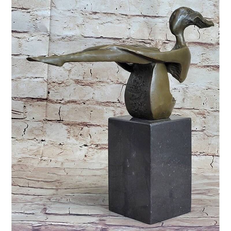 Abstract Bronze Sculpture Of Sitting Girl Yoga Plank Statue Figure 11.5 Inches X 12.5 Inches