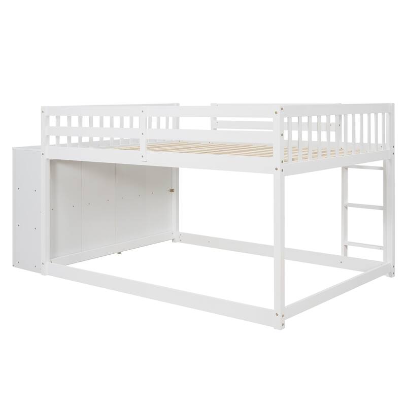 Full over Full Bunk Bed with Storage， 4 Drawers and 3 Shelves