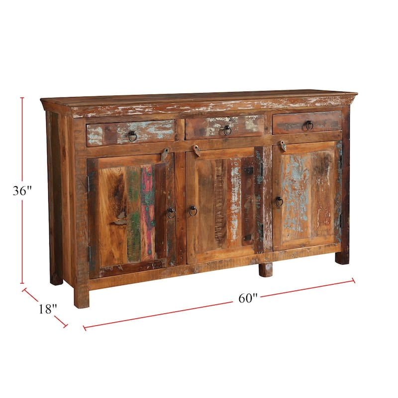 3-Door Accent Cabinet, Reclaimed Wood