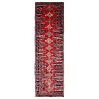 ECARPETGALLERY Hand-knotted Kayseri Red Wool Rug - 3' 4" x 10' 10"