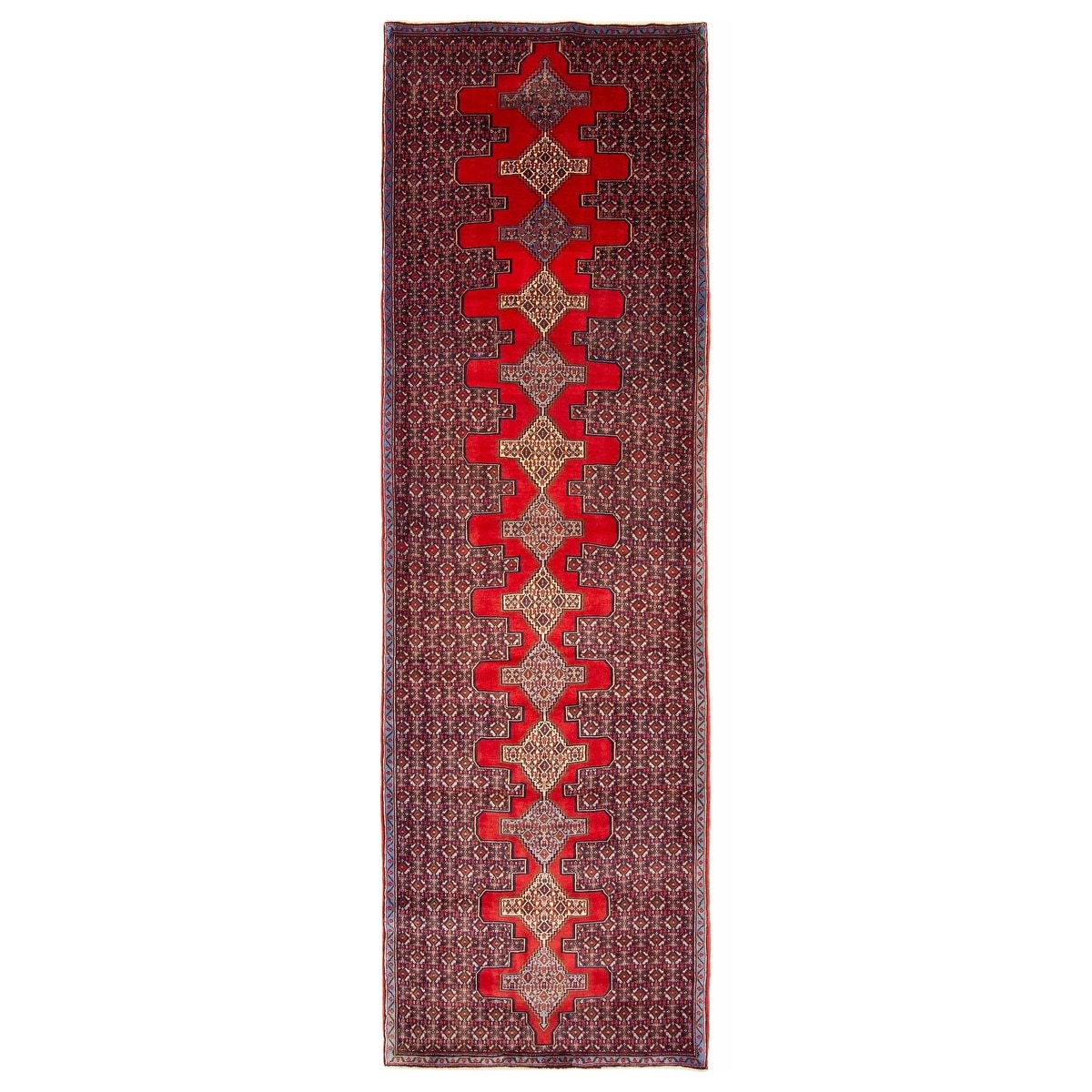 ECARPETGALLERY Hand-knotted Kayseri Red Wool Rug - 3' 4" x 10' 10"