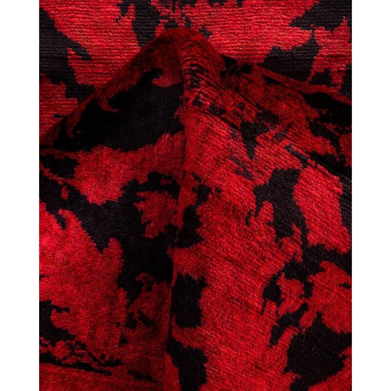 Overton Hand Knotted Wool Vintage Inspired Modern Contemporary Overdyed Red Runner Rug - 2' 5" x 7' 10"
