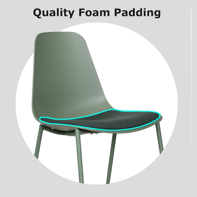 Set of 4 Plastic Dining Chairs Cushion Padded For Kitchen Metal Legs Guest Meeting Waiting Room Business Indoor Outdoor Patio