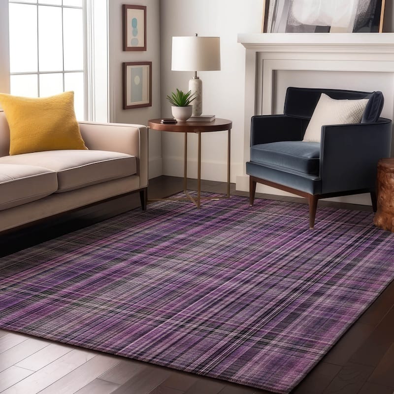 Premium Washable Super Soft Plaid Mayfield Rug - Purple - 2' 6" x 3' 10" - Rectangle