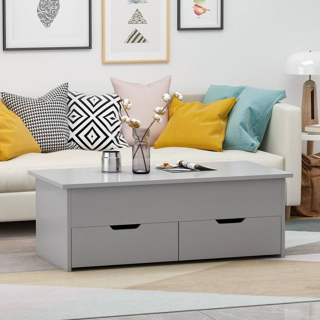 2-drawer Lift top Coffee Table in Grey