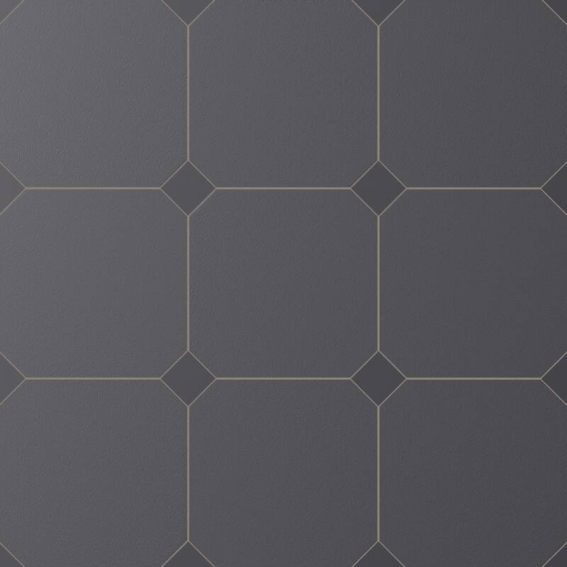 Merola Tile Vaudeville Octagon Antracita 7-7/8" x 7-7/8" Porcelain Floor and Wall Tile