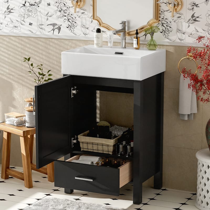 Bathroom Vanity with Ceramic Sink - Black