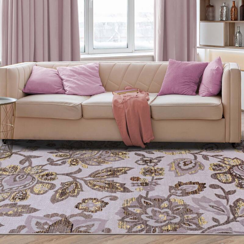 Superior Floral Medallion Sculpted High-Low Pile Polyester Area Rug