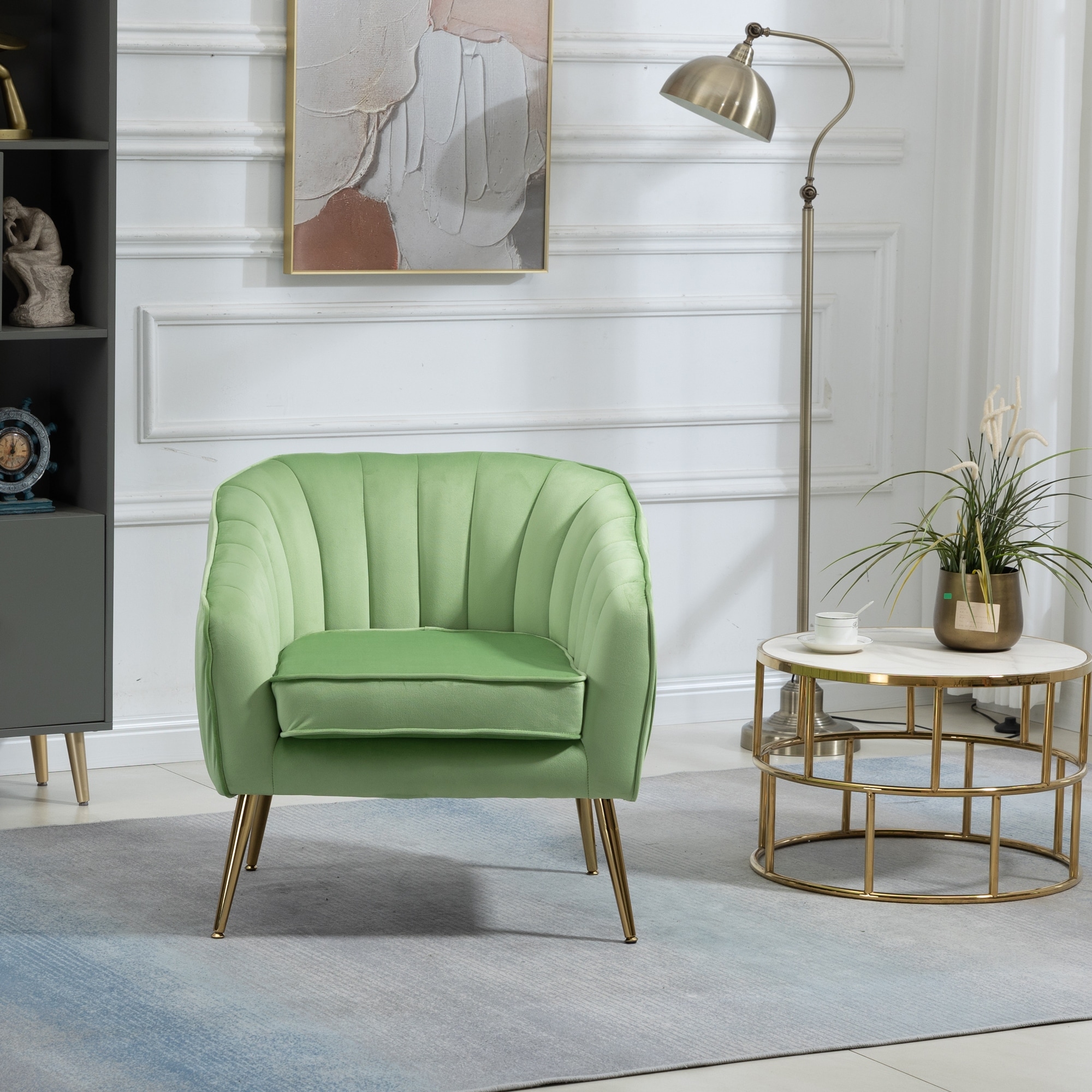 Green velvet scallop hotsell chair