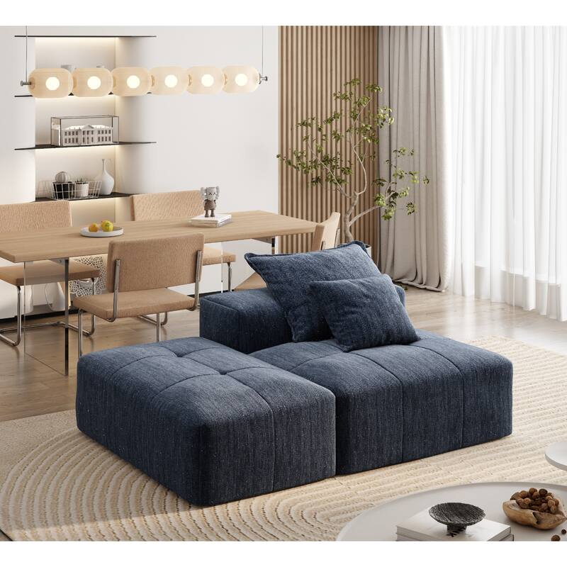 Modern Oversized Modular Chenille Tufted Sectional Sofa with 2 Pillows and Ottoman for Living Room