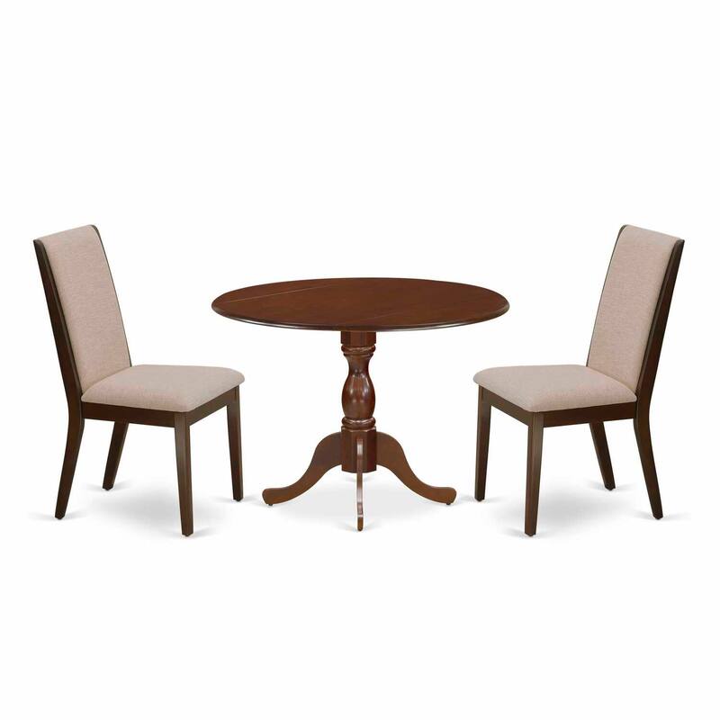 3-Piece Mahogany Finish Solid Wood Top - Dining Room Set with High Back - Seats 4