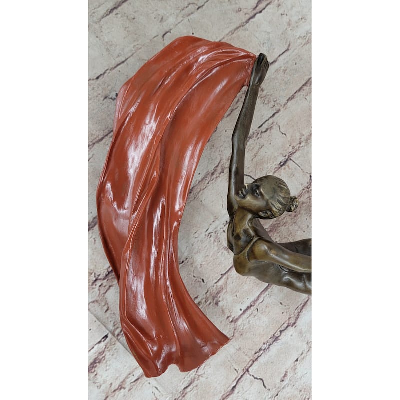 Original Vitaleh Abstract Color Patina Hot Cast Flag Dancer Bronze Sculpture