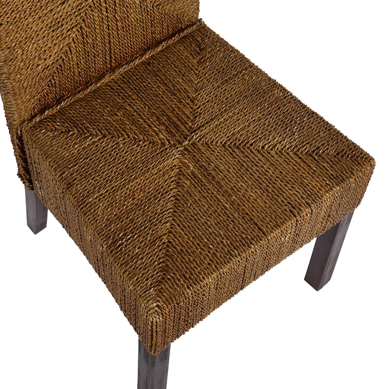 Bohemian 18.7" Wide Weave Seagrass Rattan Dining chairs with High Back - 18.7"W x 20.5"L x 36"H