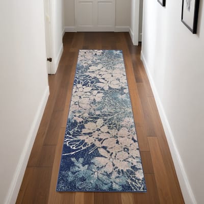 Power Loomed Abstract Floral Traditional Stain Resistant Area Rug - 87' X '27' X '0.5