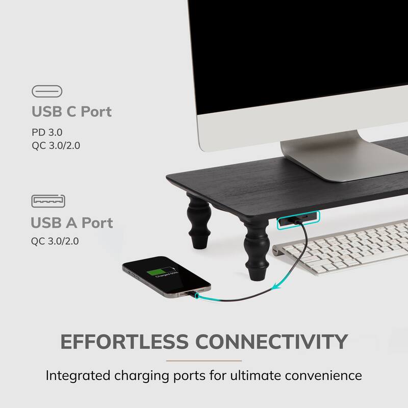 Jani Wood Monitor Stand Riser Desk - Ergonomic Design Stand, Desktop Organizer Table for Home, Office Workspace, Gaming Desk
