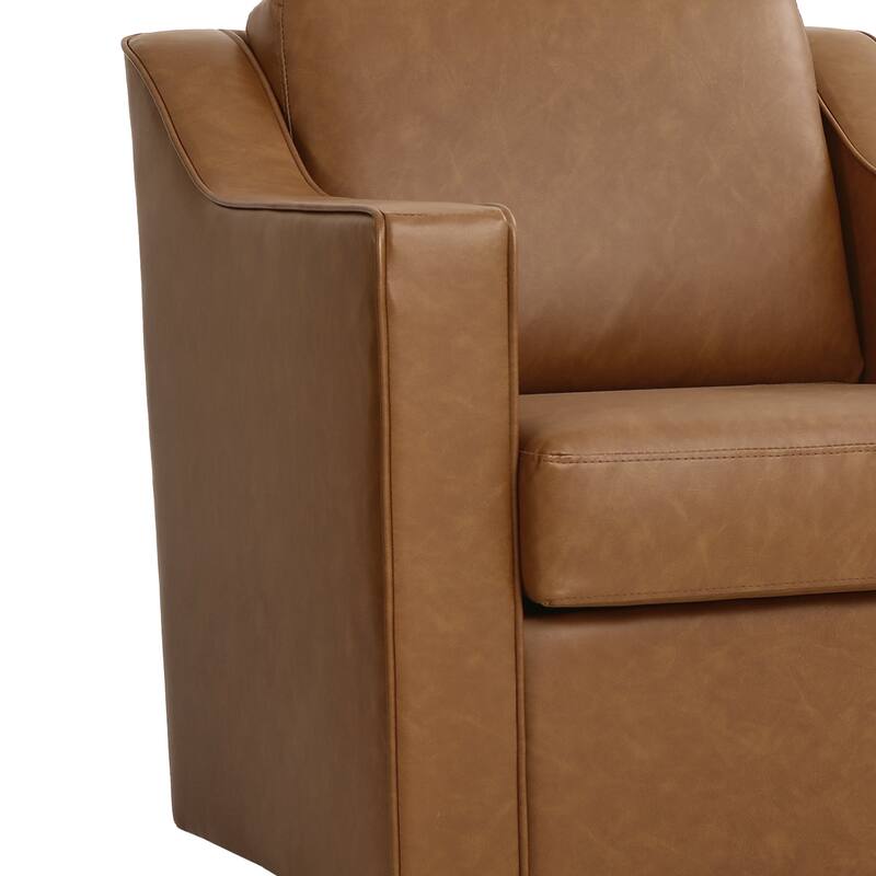 30'' W Vegan Leather/ Chenille Swivel Accent Chair