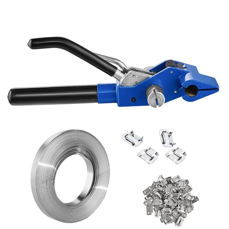 Banding Strapping Kit with Strapping Tensioner Tool, 100 ft Length 304 Stainless Steel - 100 ft - Blue