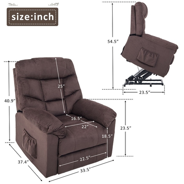 Merax Upholstered Power Lift Recliner Chair with Remote Control