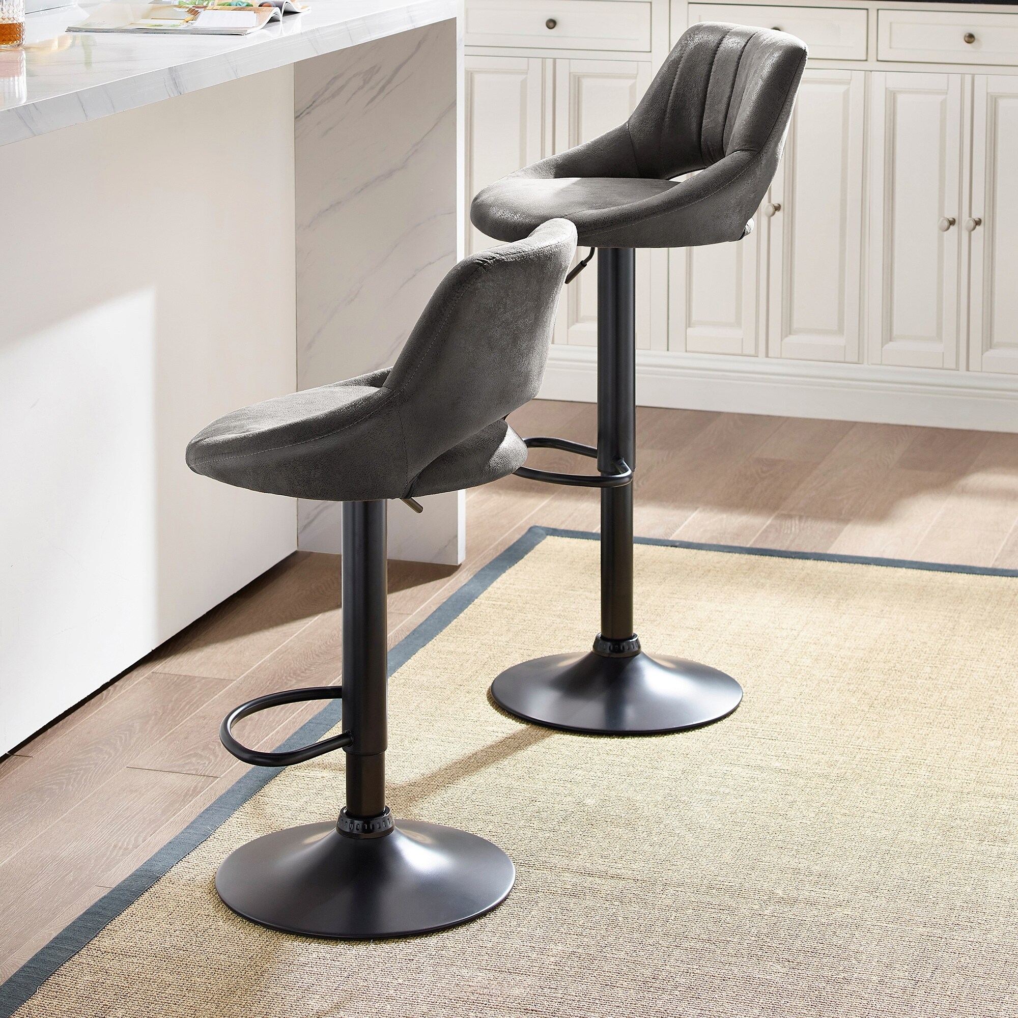 Art-Leon Modern Adjustable 360 Swivel Barstools with Retro PU Leather