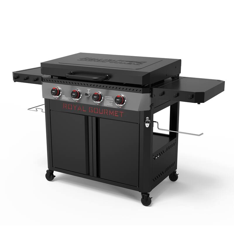 Royal Gourmet 4-Burner Black Gas Griddle with Hood